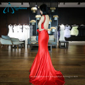 Pleat Beading Pearls Sequined Red Sexy Mermaid Evening Dress